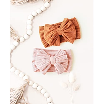 Handmade Baby Headbands Soft Stretchy Nylon Bows Pack of 6