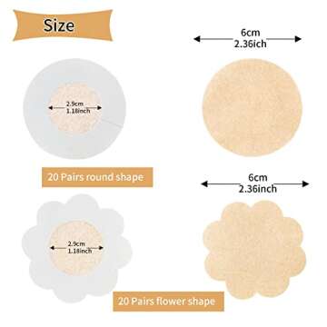 WITROMAN 40 Pieces nipple covers disposable nipple Pasties nipple Petals (Nude)