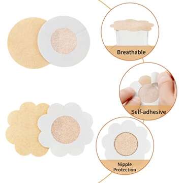WITROMAN 40 Pieces nipple covers disposable nipple Pasties nipple Petals (Nude)