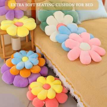 Menoeceus Flower Pillow, White Flower Shaped Throw Pillow, Cute Decorative Pillow for Room, Floor Pillow, Aesthetic Pillows for Bed Couch Chair, 15.7"