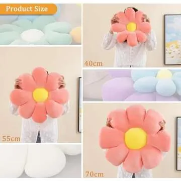 Menoeceus Flower Pillow, White Flower Shaped Throw Pillow, Cute Decorative Pillow for Room, Floor Pillow, Aesthetic Pillows for Bed Couch Chair, 15.7"