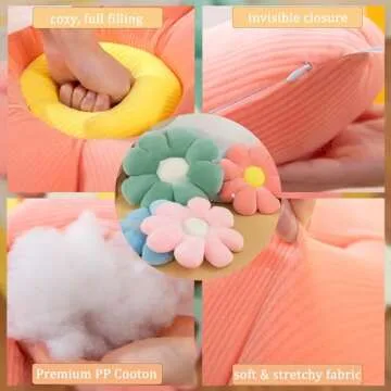 Menoeceus Flower Pillow, White Flower Shaped Throw Pillow, Cute Decorative Pillow for Room, Floor Pillow, Aesthetic Pillows for Bed Couch Chair, 15.7"