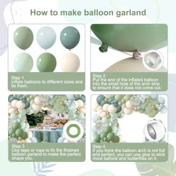 iLaFm 150Pcs Dusty Blue Green Balloon Arch Kit