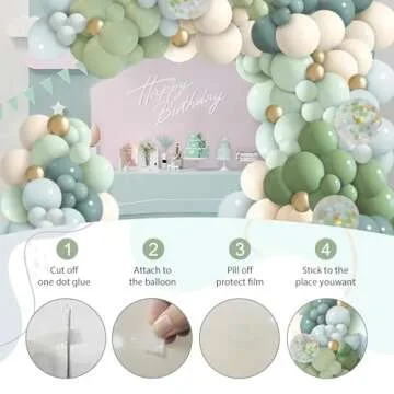 iLaFm 150Pcs Dusty Blue Green Balloon Arch Kit