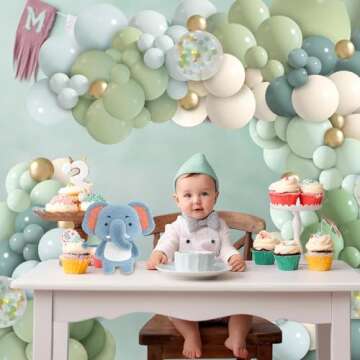 iLaFm 150Pcs Dusty Blue Green Balloon Arch Kit