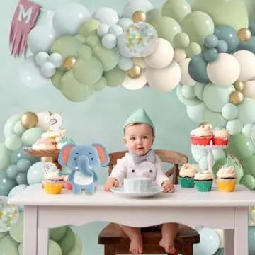 iLaFm 150Pcs Dusty Blue Green Balloon Arch Kit