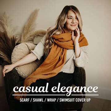 Indi by Kishu Baby GOTS Organic Muslin Nursing Cover Up for Breastfeeding, Breathable Shawl, Scarf, Privacy Nursing Cover for Breastfeeding Moms (Caramel)