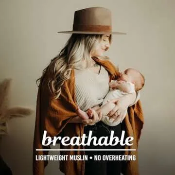 Indi by Kishu Baby GOTS Organic Muslin Nursing Cover Up for Breastfeeding, Breathable Shawl, Scarf, Privacy Nursing Cover for Breastfeeding Moms (Caramel)