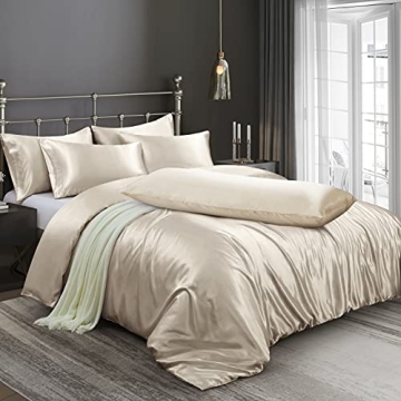 Ersmak 6 Pieces Satin Duvet Cover Set - California King Luxury Silky Bedding with Pillowcases