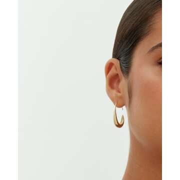 PAVOI 14K Yellow Gold Plated 925 Sterling Silver Post Lightweight Teardrop Hoop Earrings for Women |...