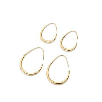 PAVOI 14K Yellow Gold Plated 925 Sterling Silver Post Lightweight Teardrop Hoop Earrings for Women | Small Oval Pull-Through Statement Earrings