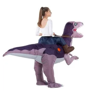 HSCTEK Inflatable Dinosaur Costume Adult Men Women, Inflatable Blow Up Costume Riding Velociraptor Dinosaur Costume Youth, Inflatable Ride On Dinosaur Halloween Costume Teen