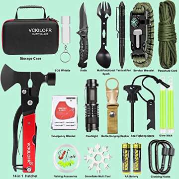VCKILOFR Gifts for Men Dad Husband Fathers, Camping Survival Gear and Equipment Kit 32 in 1, Cool Gadgets Christmas Birthday Gift Ideas for Him Boyfriend