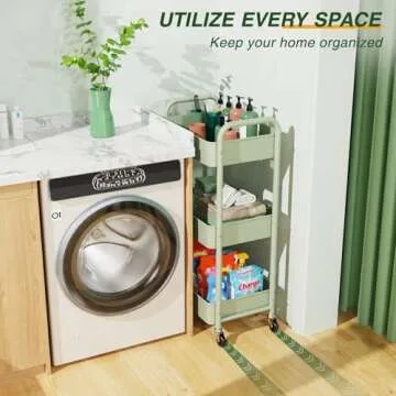 LEHOM 3 Tier Rolling Storage Cart for Easy Organization