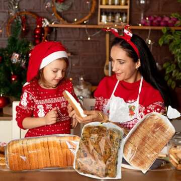 Bread Bags with Ties, 60 Clear Bread Bags for Homemade Bread and 100 Ties, Adjustable Reusable Plastic Bread Bags, Bread Loaf Bags for Home Bakers and Bakery Owners