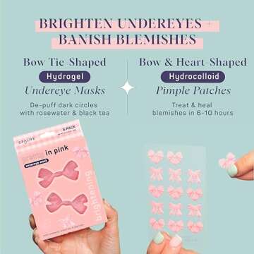 SpaLife PRETTY IN PINK UNDEREYE MASK & PIMPLE PATCH DUO – Hydrogel Undereye Patches for Dark Circl...