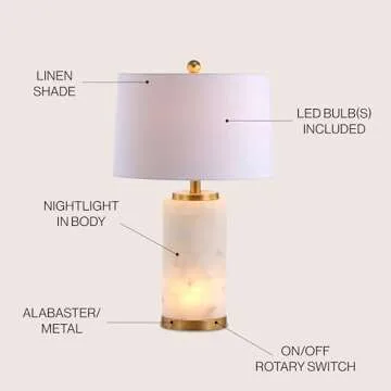 JONATHAN Y Eliza Alabaster LED Table Lamp for Home