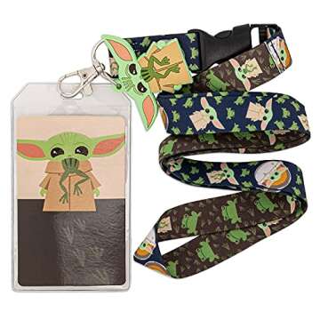 Loungefly Star Wars Baby Yoda with Frogs Print Lanyard with Charm