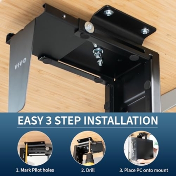 VIVO Adjustable Under Desk PC Mount with Swivel Functionality