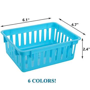 DEAYOU 24 Pack Classroom Storage Baskets, Small Plastic Baskets for Organizing, Colorful Storage Tra...