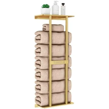 STWWO Bathroom Towel Storage Rack - 30 Inch Wall Mounted Shelf Can Hold 6 Towels