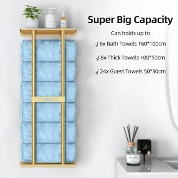 STWWO Stylish Bathroom Towel Storage Rack for Organization