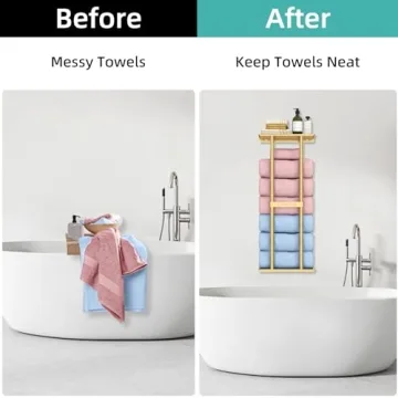 STWWO Stylish Bathroom Towel Storage Rack for Organization
