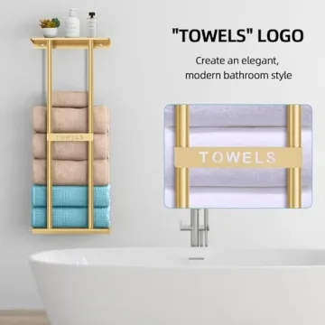 STWWO Stylish Bathroom Towel Storage Rack for Organization