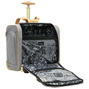 Nicole Miller Underseat Luggage Collection - Small Lightweight 15 Inch Under Seat Bag - Briefcase for Women - Carry On Suitcase with 2- Rolling Spinner Wheels (Taylor Grey)
