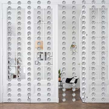 Hoolerry 6 Pcs Mirror Disco Ball Beaded Curtain for Retro Party Decorations