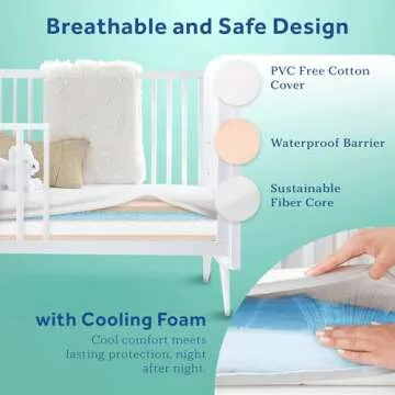 Sealy Baby OptiCool Dual Firm Crib Mattress - Waterproof & Breathable Cooling Gel Foam for Enhanced Comfort, GREENGUARD Gold Certified, Made in USA for Infant and Toddler - 52"x28"