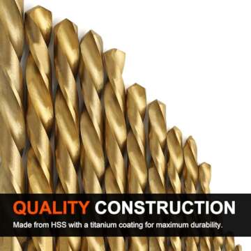 COMOWARE Left Hand Drill Bit Set, 13 Piece | M2 HSS with Titanium Nitride Coating | SAE (1/16" - 1/4...