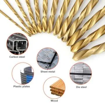 COMOWARE Left Hand Drill Bit Set, 13 Piece | M2 HSS with Titanium Nitride Coating | SAE (1/16" - 1/4")