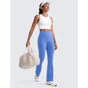 High Waist Flare Yoga Pants with Pocket - CRZ YOGA