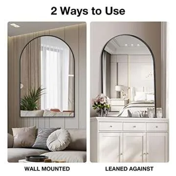 Brightify Arched Mirror, Arched Wall Mirror, 24 x 36 Inch Black Arch Mirror, Metal Frame Black Bathroom Mirror, Arched Top Bathroom Vanity Mirror for Living Room Bedroom Mantel Entryway Hallways