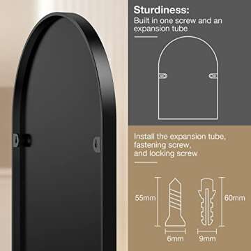 Brightify Arched Mirror, Arched Wall Mirror, 24 x 36 Inch Black Arch Mirror, Metal Frame Black Bathroom Mirror, Arched Top Bathroom Vanity Mirror for Living Room Bedroom Mantel Entryway Hallways