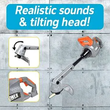 Sunny Days Entertainment Maxx Action Power Tools Weed Trimmer, Construction Toy Tool with Lights and Sounds, Pretend Play Toy for Kids, Educational Gift Toddler Tool and Gardening Set