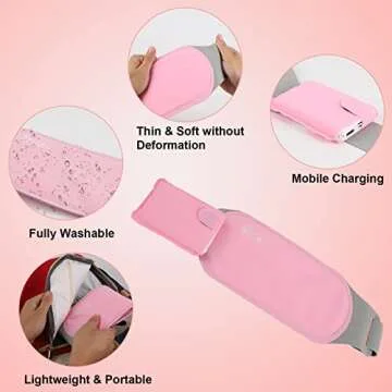 Heating Pad for Period Cramps, LALASANI Portable Heating Pads for Cramps Menstrual Relief Washable Soft Skin-Friendly Warm on The Uncomfortable Days Belly Period Cramp Belt (with PowerBank)