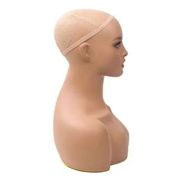 JINGFA Mannequin Head with Shoulder Display Manikin Head Bust for Wigs,Makeup,Beauty Accessories