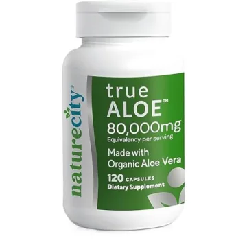 NatureCity True-Aloe 80,000mg Aloe Vera Capsules – Digestive, Skin, and Joint Support