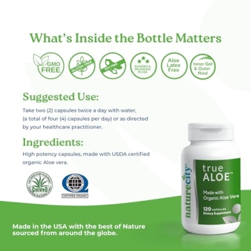 NatureCity True-Aloe 80,000mg Aloe Vera Capsules for Health