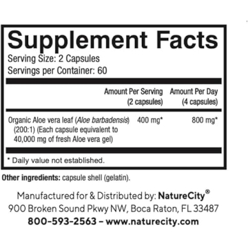 NatureCity True-Aloe 80,000mg Aloe Vera Capsules for Health