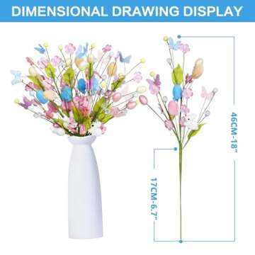 JIALEIXI Easter Decorations, 5PCS Artificial Spring Egg Berry Stems Decor