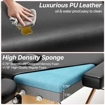KCC Memory Foam Massage Table Premium Portable Foldable Massage Bed Height Adjustable, 84 Inches Long 28 Inchs Wide Home Salon Spa Bed Tattoo Table with Accessories &Carrying Case, Easy Set Up