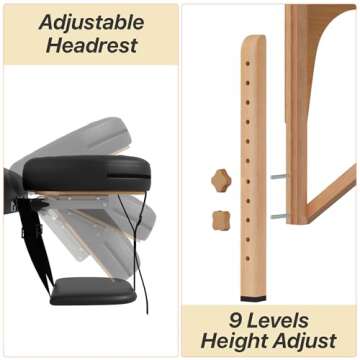 KCC Memory Foam Massage Table Premium Portable Foldable Massage Bed Height Adjustable, 84 Inches Long 28 Inchs Wide Home Salon Spa Bed Tattoo Table with Accessories &Carrying Case, Easy Set Up