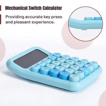 Mr. Pen- Mechanical Switch Calculator, 12 Digits, Large LCD Display, Blue Calculator Big Buttons, Mechanical Calculator, Calculators Desktop Calculator, Cute Calculator, Aesthetic Calculator Blue