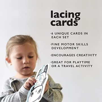 Wee Gallery Baby Animals Lacing Cards for Motor Skills Development