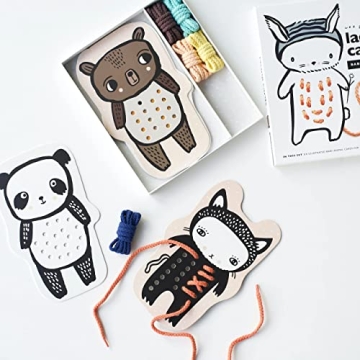 Wee Gallery Baby Animals Lacing Cards for Motor Skills Development