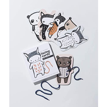 Wee Gallery Baby Animals Lacing Cards for Motor Skills Development