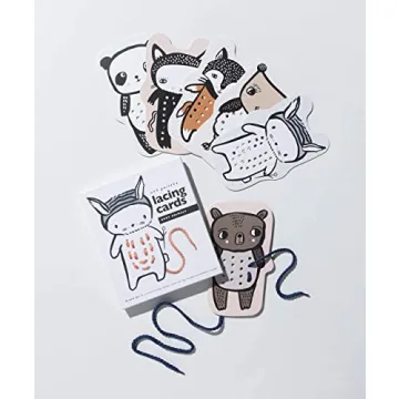Wee Gallery Baby Animals Lacing Cards for Motor Skills Development